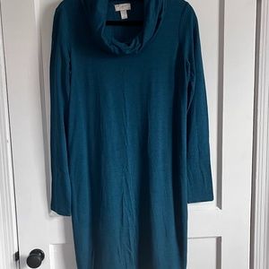 LOFT Knit Turtleneck Dress, Teal, Medium, NWOT